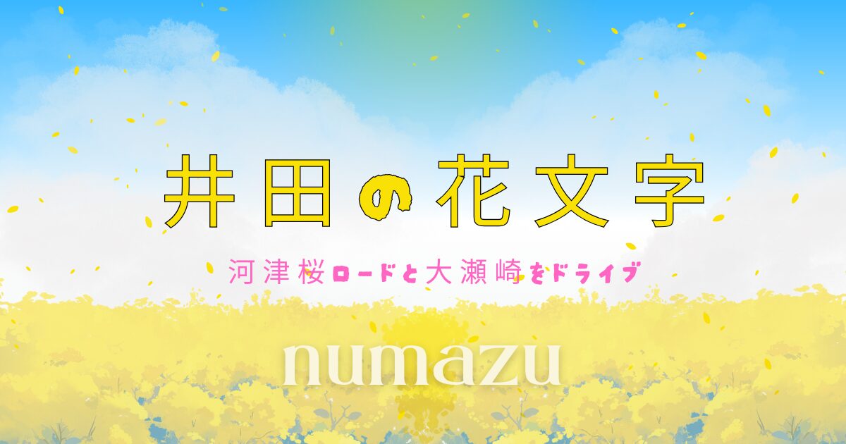 菜の花の花文字がある井田へ