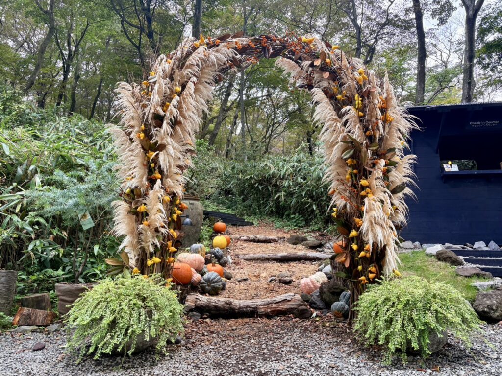 然素材で作られた大きな秋のハロウィンリース