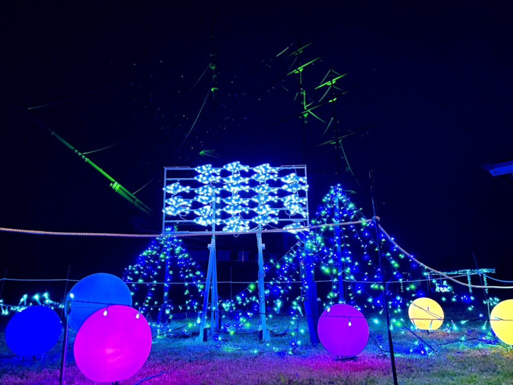海の中で泳ぐ魚をイメージしたライトアップやイルミネーションが楽しめます。