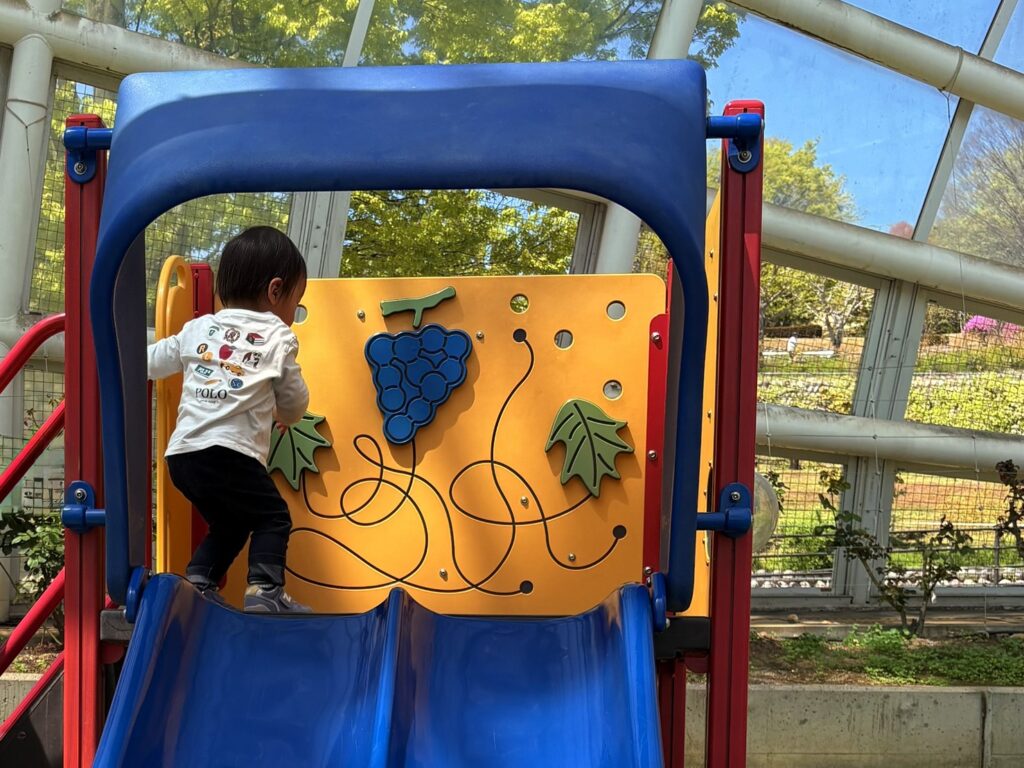 室内遊具もあって、天気を気にせず遊べるのが嬉しいポイント。