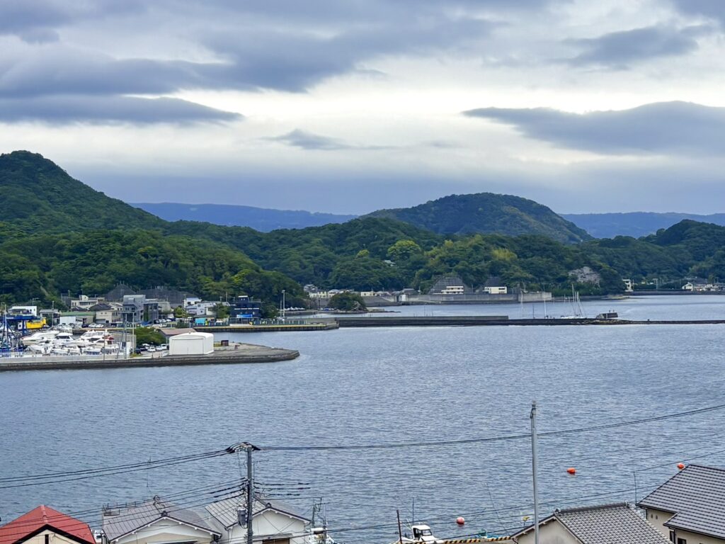 高台から望む江浦湾の景色